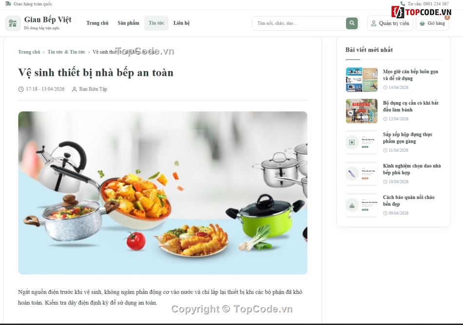 Website bán đồ dùng,Web bán đồ dùng nhà bếp,Website đồ nhà bếp